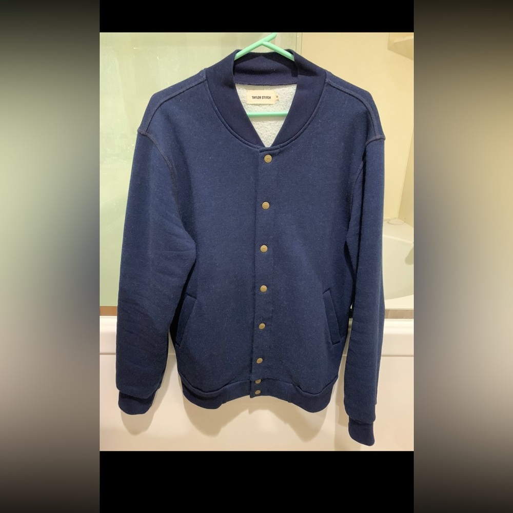 Taylor Stitch: The Bomber in Indigo Fleece Large